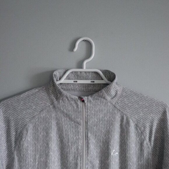 Paradox Women's Sz Lrg Grey Herringbone Merino Wool 1/4 Zip Stretch Pullover Top - Picture 4 of 15